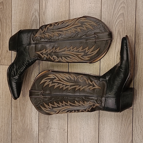 Justin Boots Shoes - JUSTIN‎ Lizard Leather Western Sz 5 C Womens Brown Black Womens Boots 9470